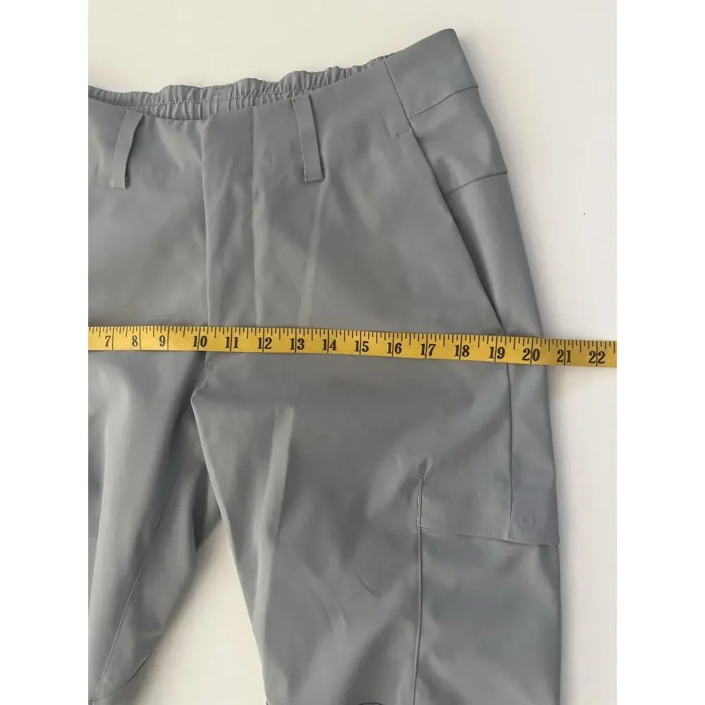 Lululemon Fixed Waist Pants Men 31 Gray Rain Hiking Elastic Waist Cargo Pockets
